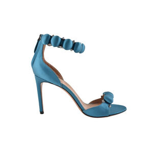 Alaia Bombe 90mm Blue Canard Satin Studded Ankle Strap Sandal Heel Pump 37.5